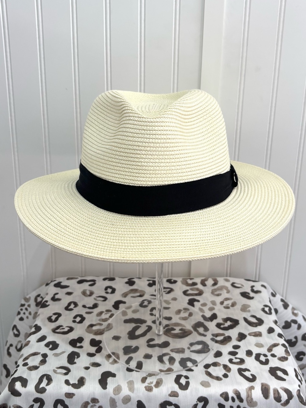 Kooringal Cypress Safari Hat Fedora Wide Brim Sun Hat Ivory/Black Unisex M 58cm